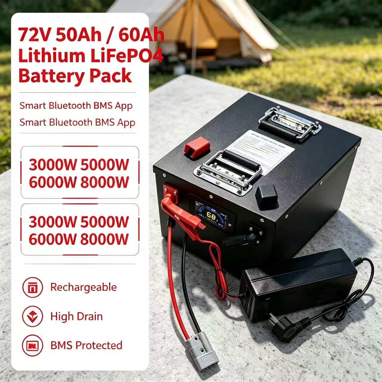 Bateria recarregável de lítio  - 72V 60Ah Lifepo4 Battery Pack avaliação e preço